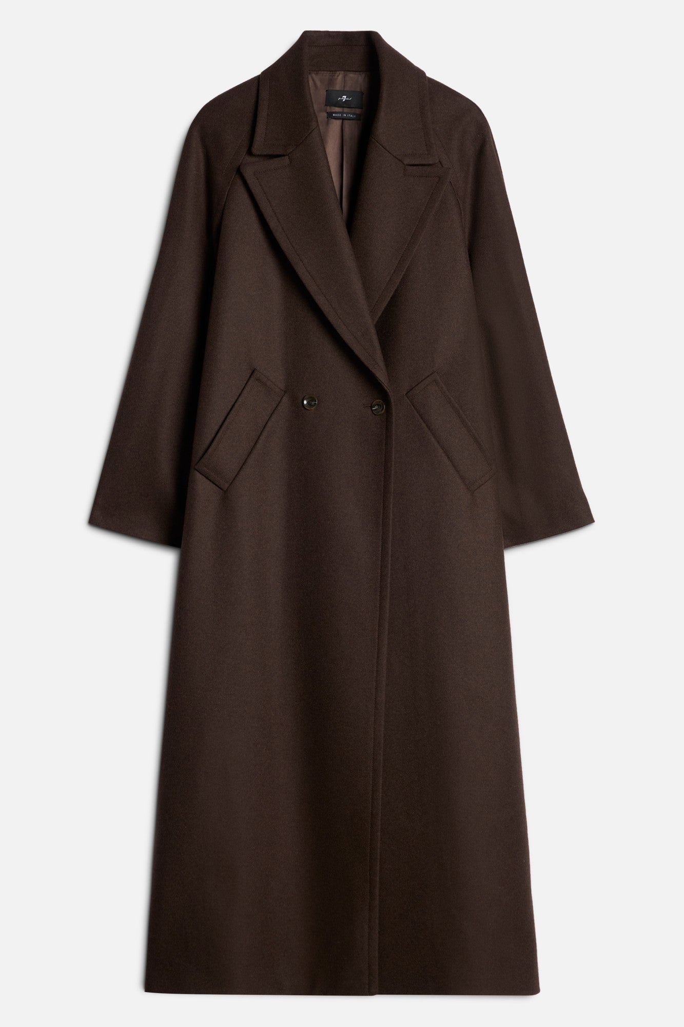 【tyページ】未使用級　WOOL DOUBLE BREASTED COAT Wool Double Breasted Coat in Brown | 7 For All Mankind