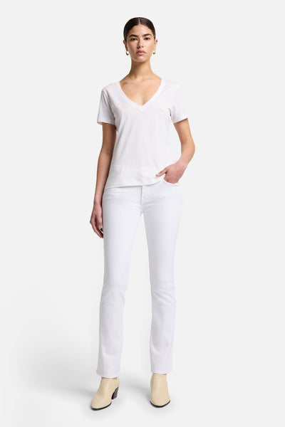Pima Cotton Easy V-Neck Tee in Optic White
