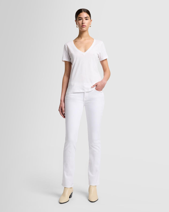 Pima Cotton Easy V-Neck Tee in Optic White | 7 For All Mankind