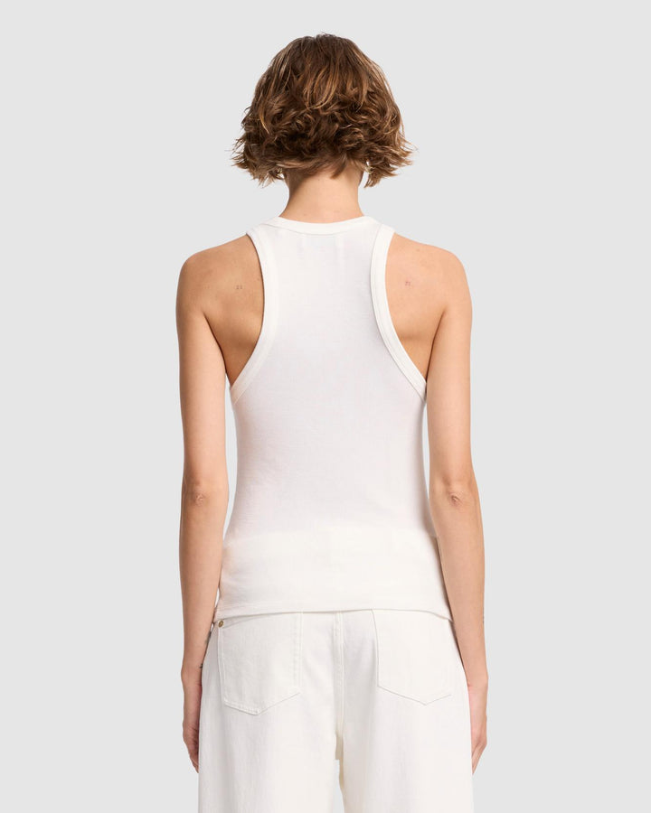 Ribbed Racerback Tank in Milk