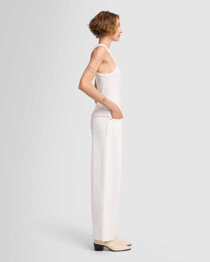 Ribbed Racerback Tank in Milk