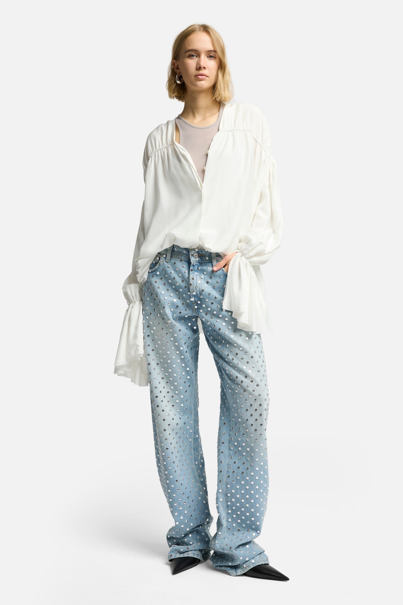 Studded Straight Trouser in Bleach | 7 For All Mankind