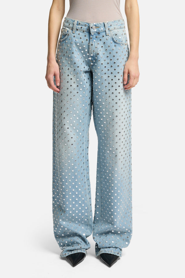 Studded Straight Trouser in Bleach