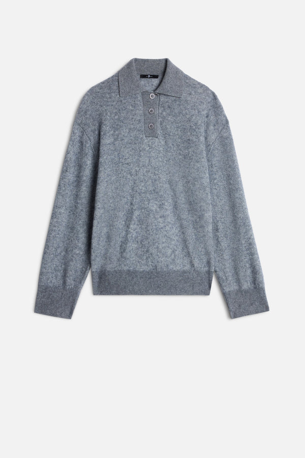 FUZZY POLO SWEATER in Cashmere Blend
