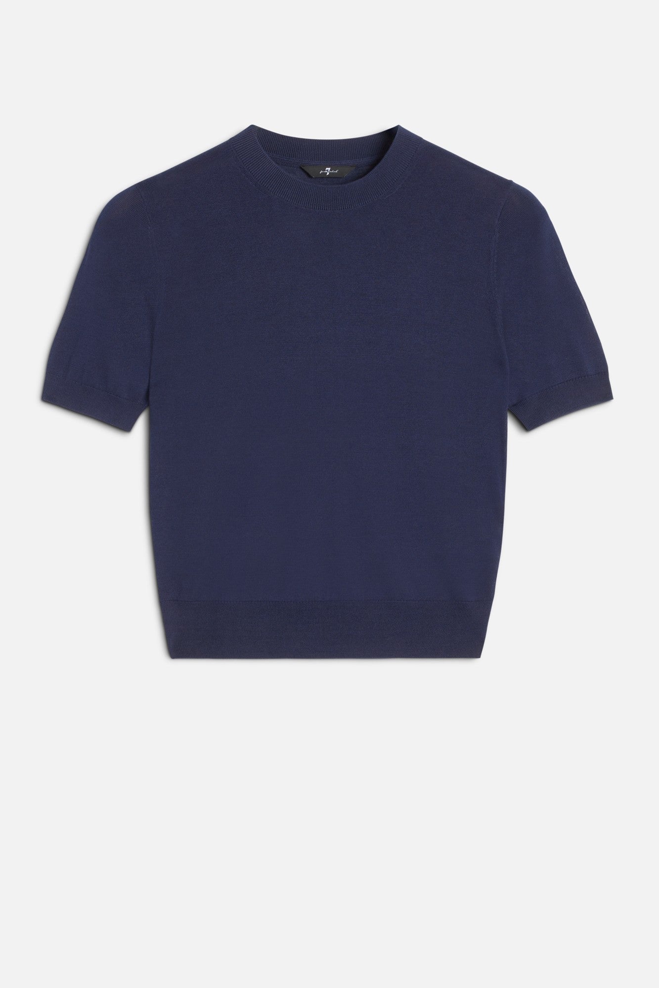 Silk Blend Short Sleeve Sweater in Navy | 7 For All Mankind
