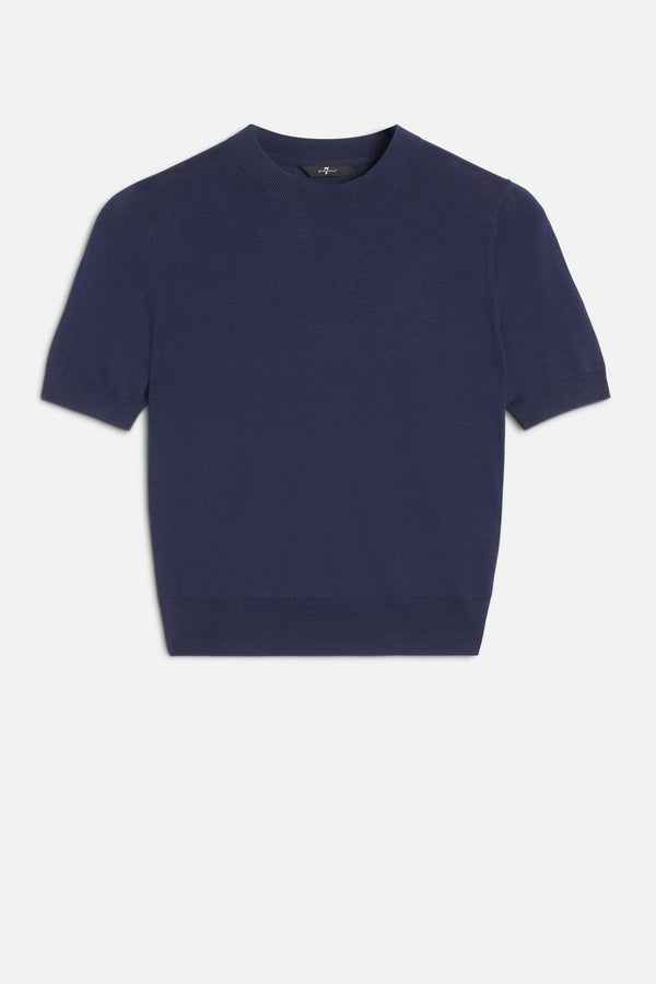 SHORT SLEEVE SWEATER in Silk Blend