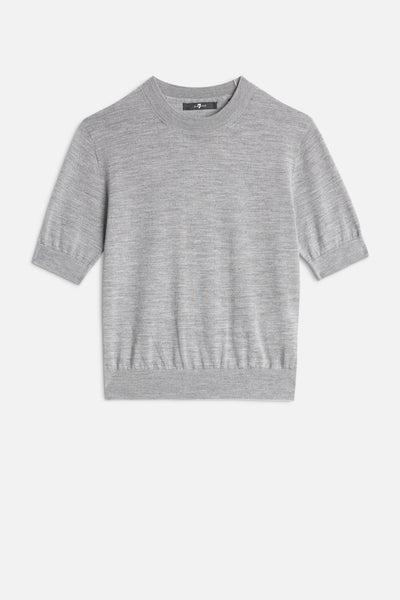 Wool Short Sleeve Sweater in Slate