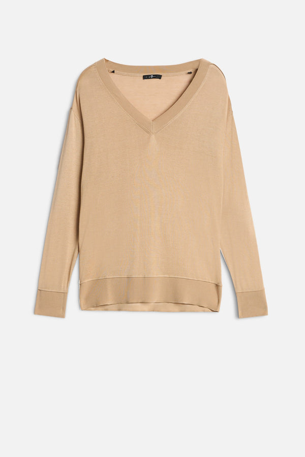 V-NECK SWEATER in Silk Cotton