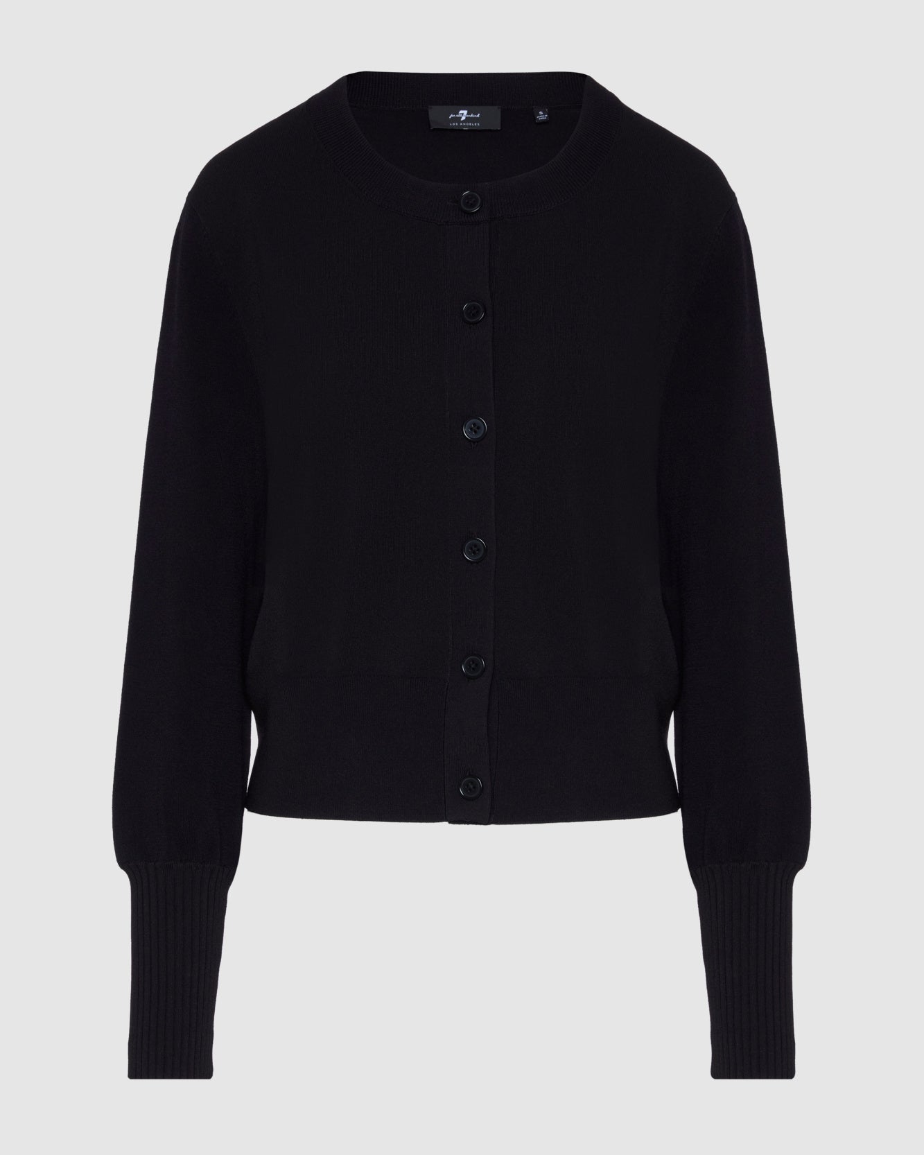Ribbed Cardigan in Black | 7 For All Mankind