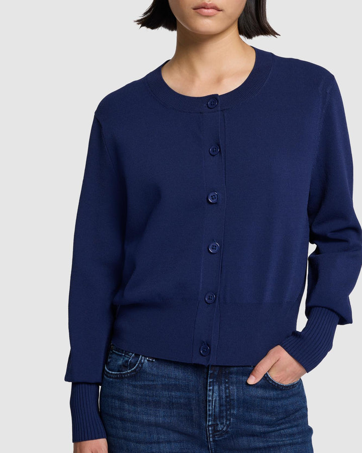 Ribbed Cardigan in Inkwell