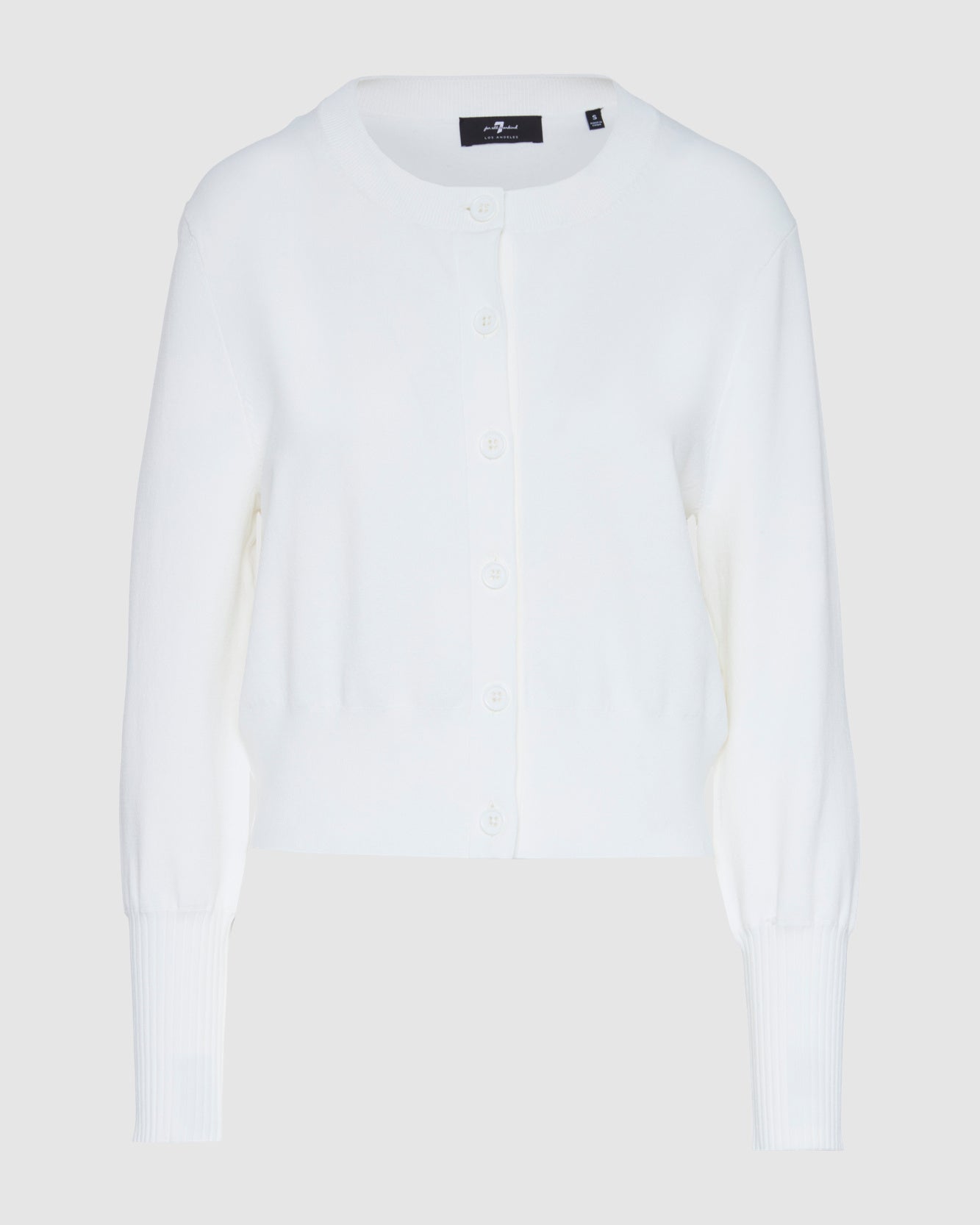 ★BORN SLIPPY★ Cloudy Ribbed ShortSleeve Cardigan White Women Ribbed Short Sleeve Cardigan Slim Fit Button Down