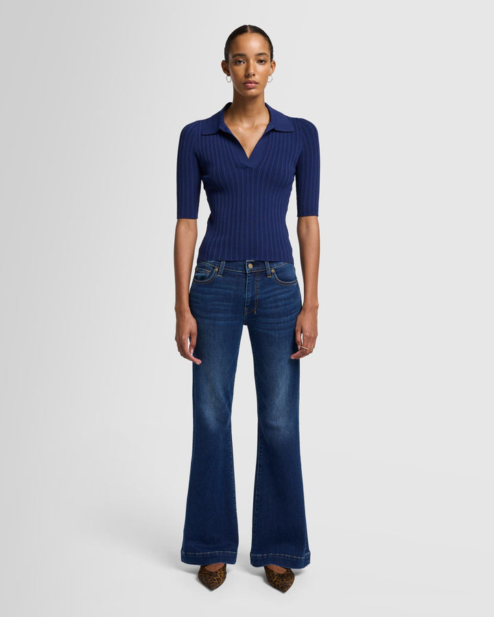 Ribbed Henley Sweater in Inkwell