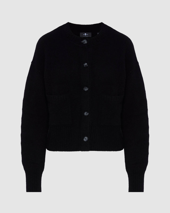 Cashmere Blend Cardigan in Black | 7 For All Mankind