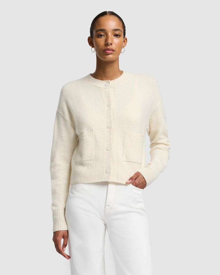 Cashmere Blend Cardigan in Milk