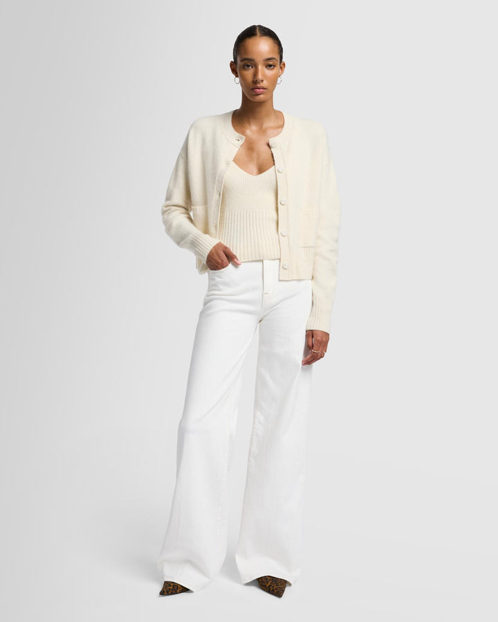 Cashmere Blend Cardigan in Milk