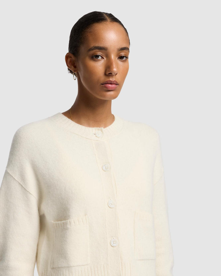 Cashmere Blend Cardigan in Milk