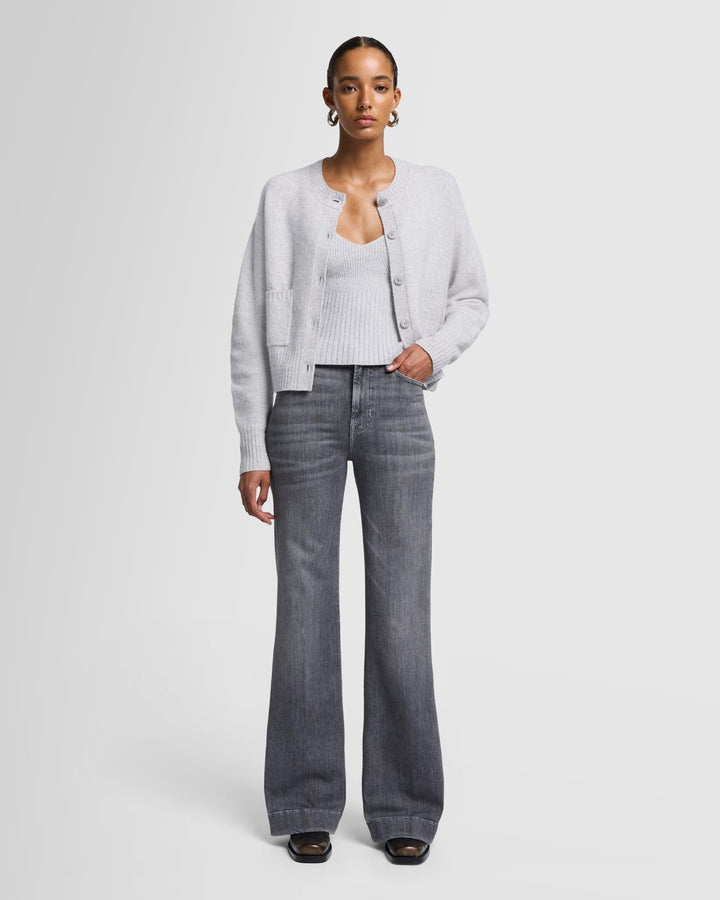 Cashmere Blend Cardigan in White Sand