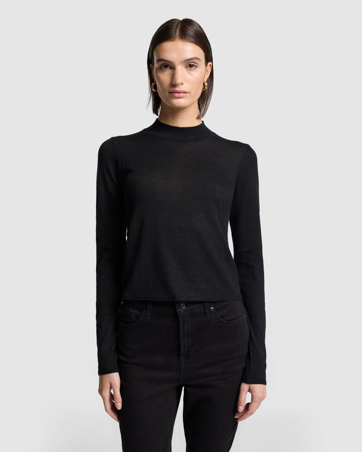 Cashmere Mock Neck Sweater in Black