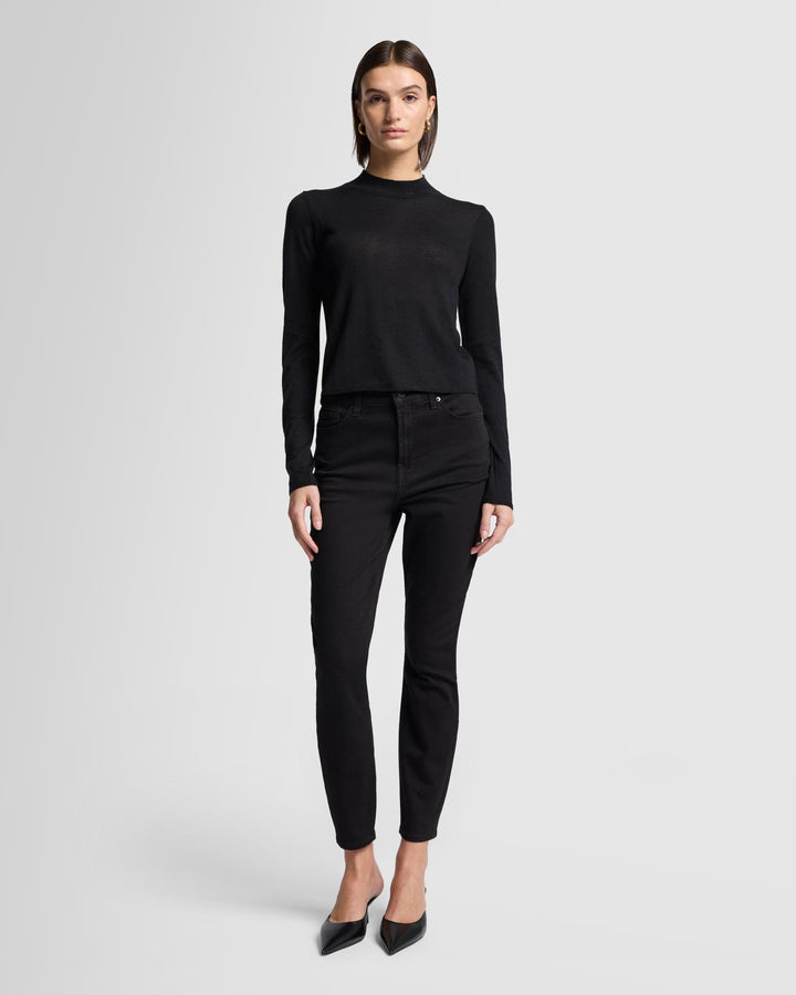 Cashmere Mock Neck Sweater in Black