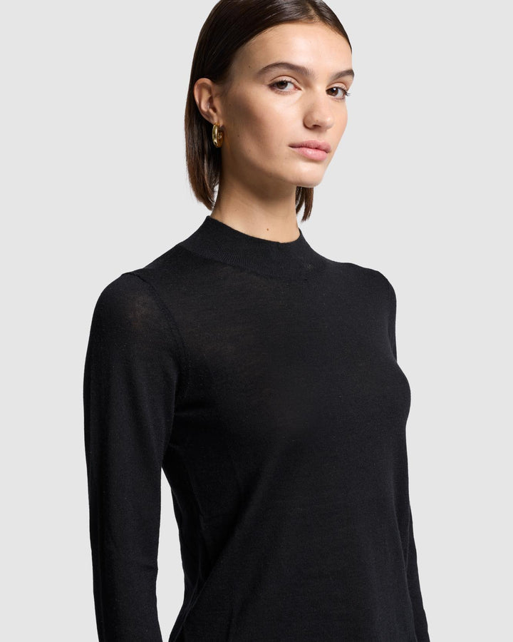 Cashmere Mock Neck Sweater in Black