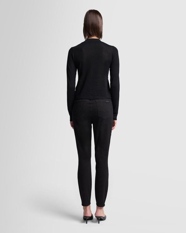 Cashmere Mock Neck Sweater in Black