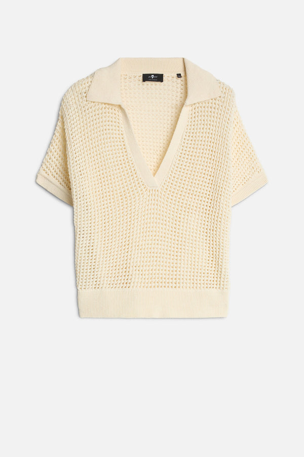 SHORT SLEEVE OPEN KNIT POLO