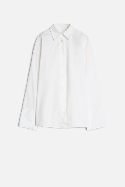 Open Back Poplin Shirt in White