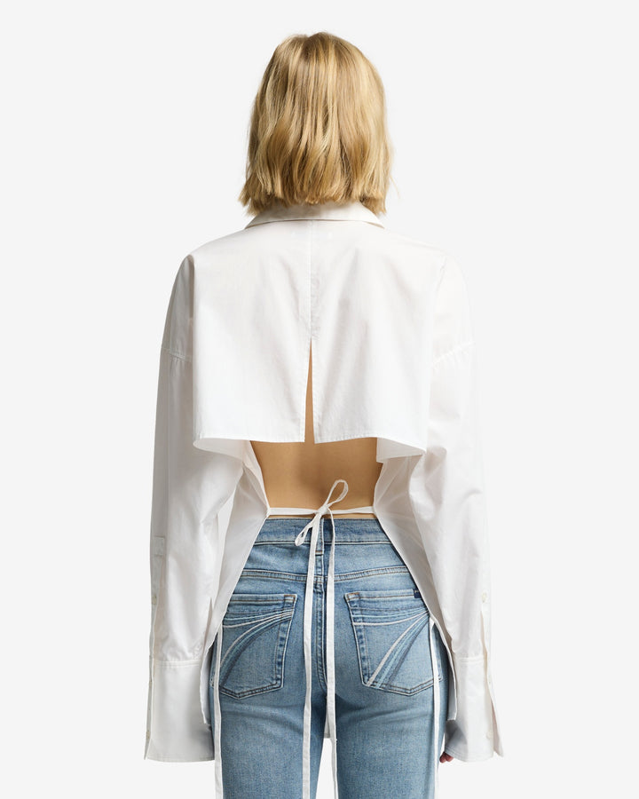 Open Back Poplin Shirt in White | 7 For All Mankind