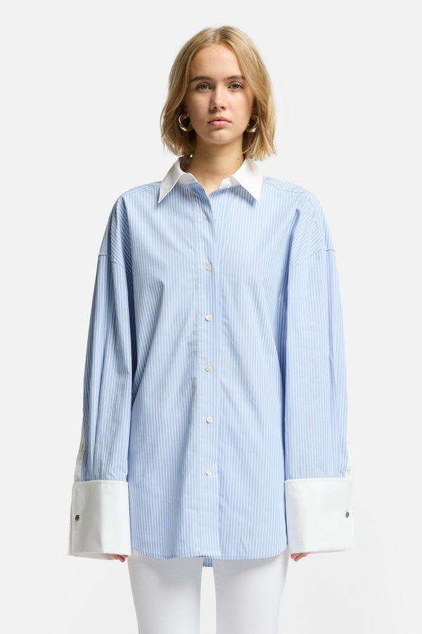 Poplin Oversized Shirt in Pinstripes