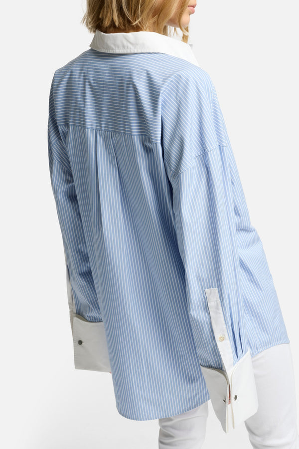 Poplin Oversized Shirt in Pinstripes