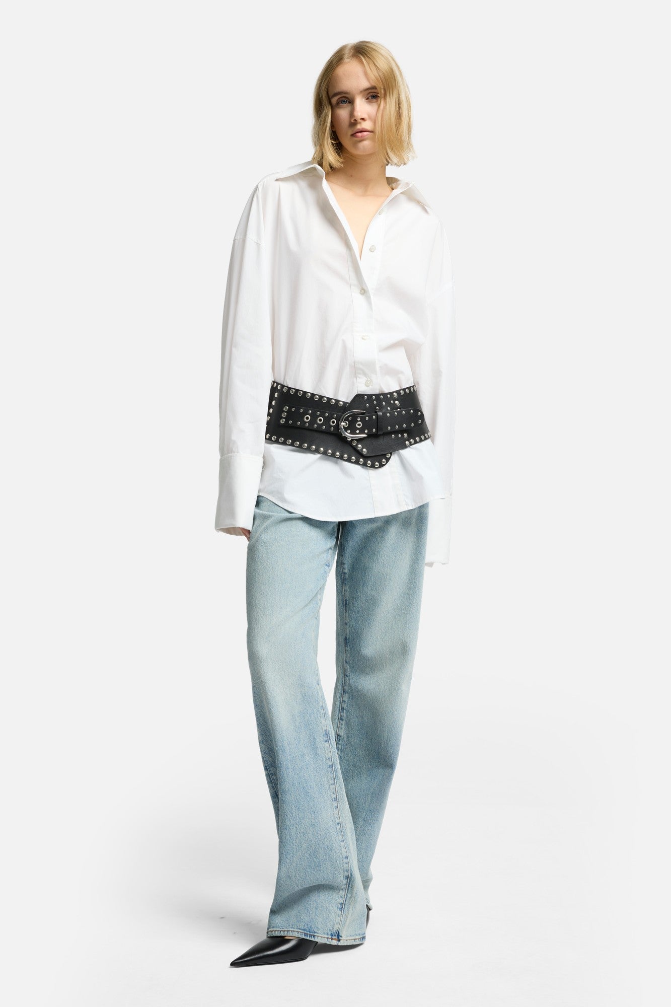 Poplin Oversized Shirt in White | 7 For All Mankind