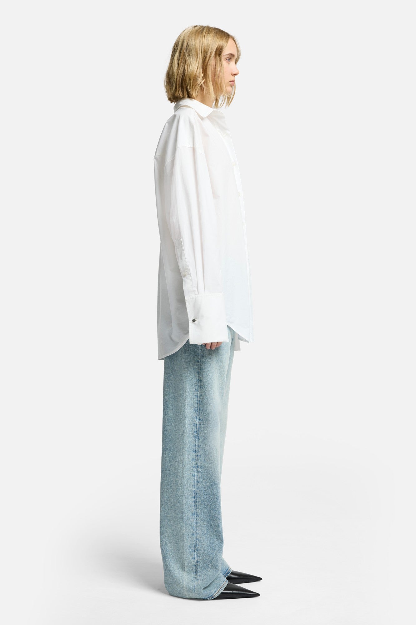 Poplin Oversized Shirt in White | 7 For All Mankind