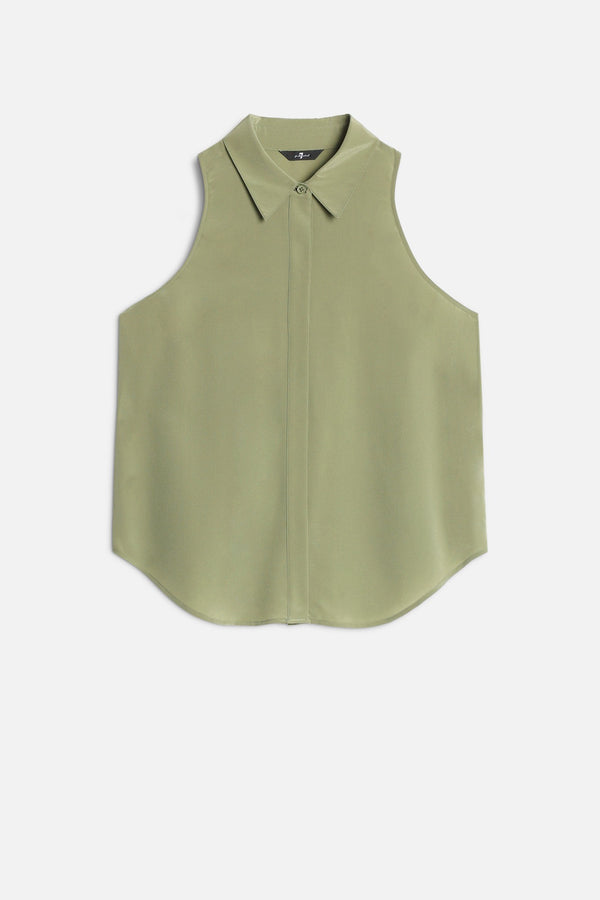 SLEEVELESS BUTTON DOWN in Silk