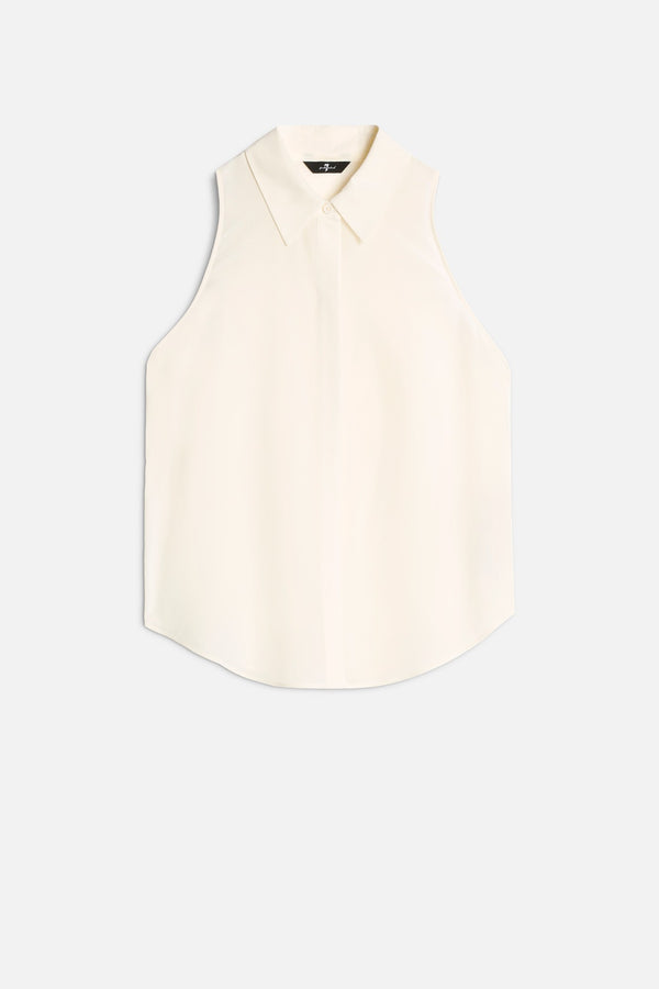 SLEEVELESS BUTTON DOWN in Silk