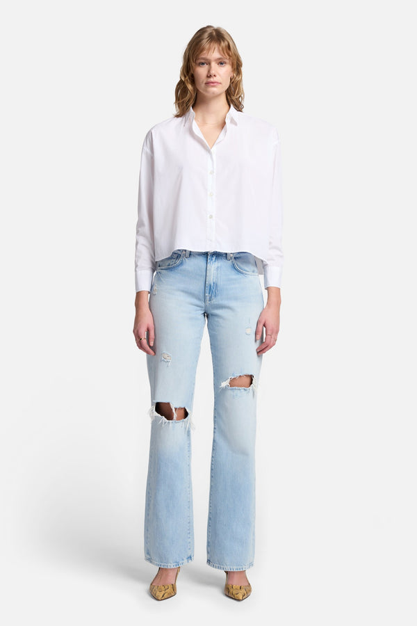CROPPED BUTTON DOWN in Poplin