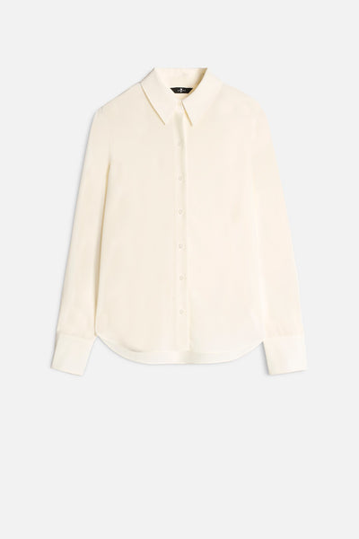 Long Sleeve Silk Blouse in Ivory