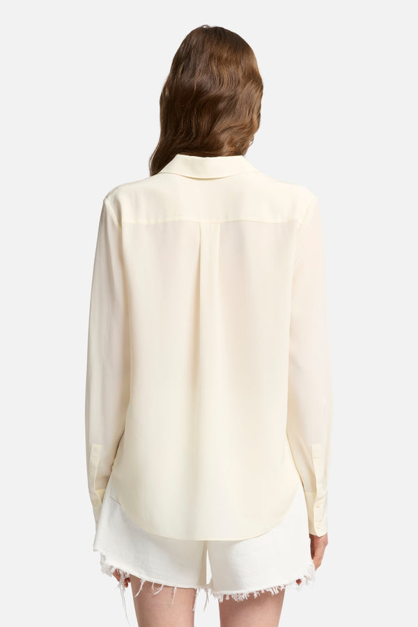 Long Sleeve Silk Blouse in Ivory