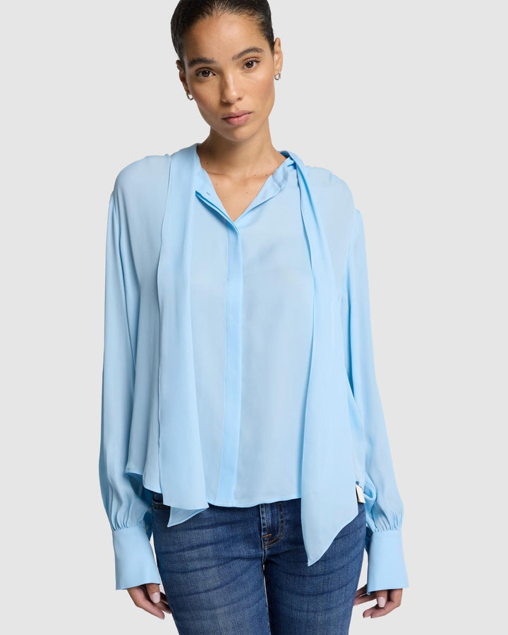Silk Bow Shirt in Starburst