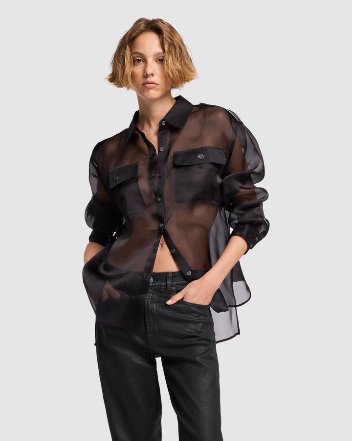 Sheer Organza Button Up Shirt | 7 For All Mankind