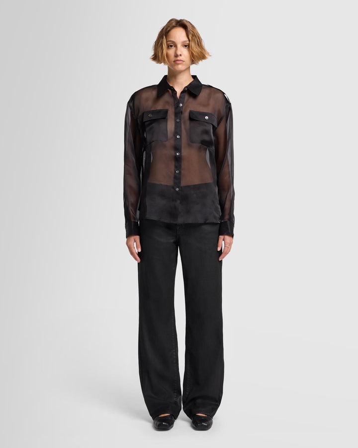Sheer Organza Button Up Shirt