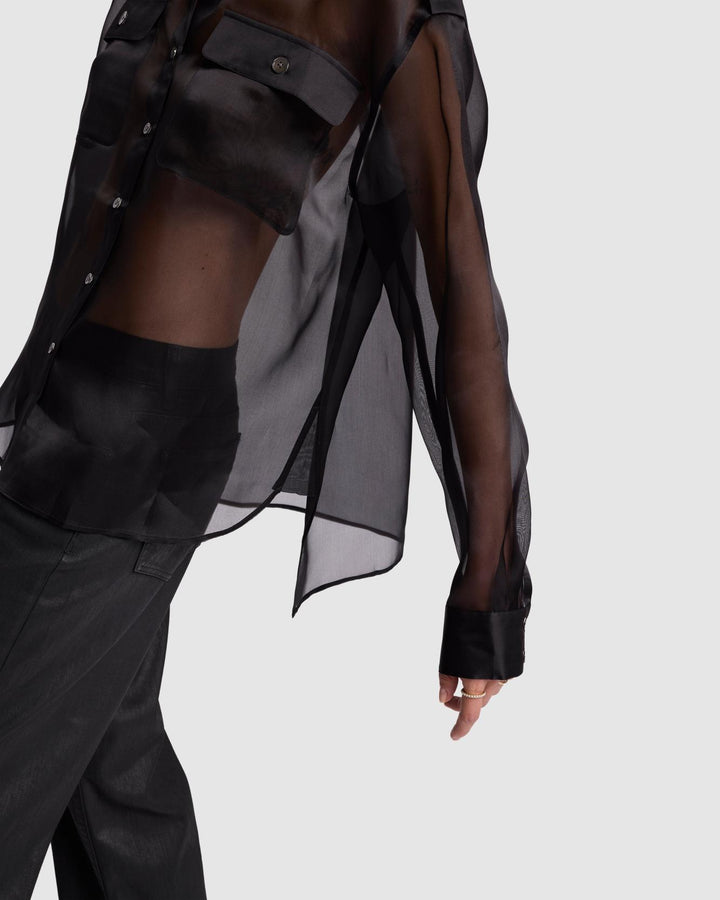 Sheer Organza Button Up Shirt