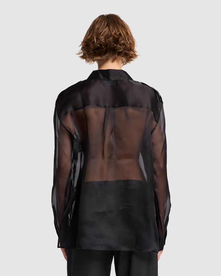 Sheer Organza Button Up Shirt