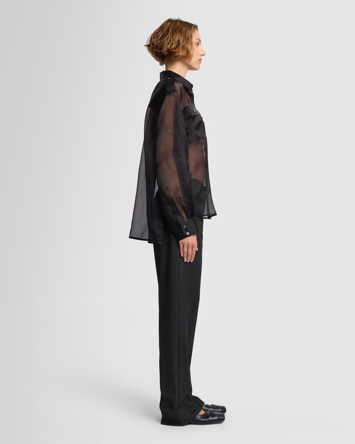 Sheer Organza Button Up Shirt