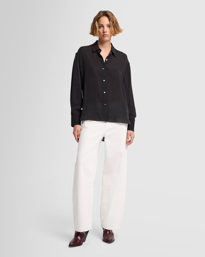 Oversized Button Up in Pinstripes