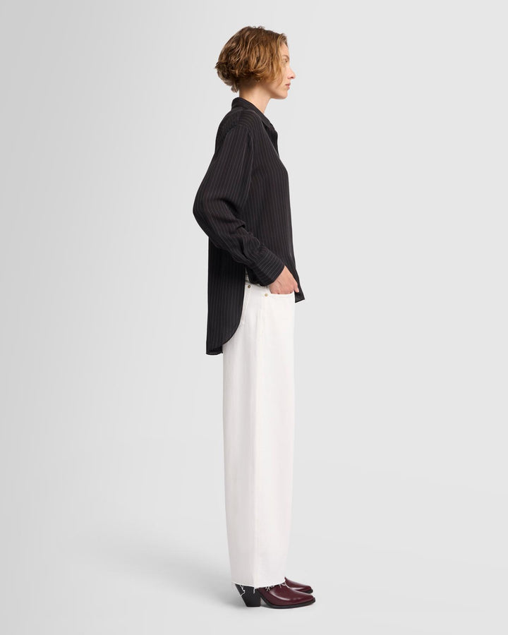Oversized Button Up in Pinstripes