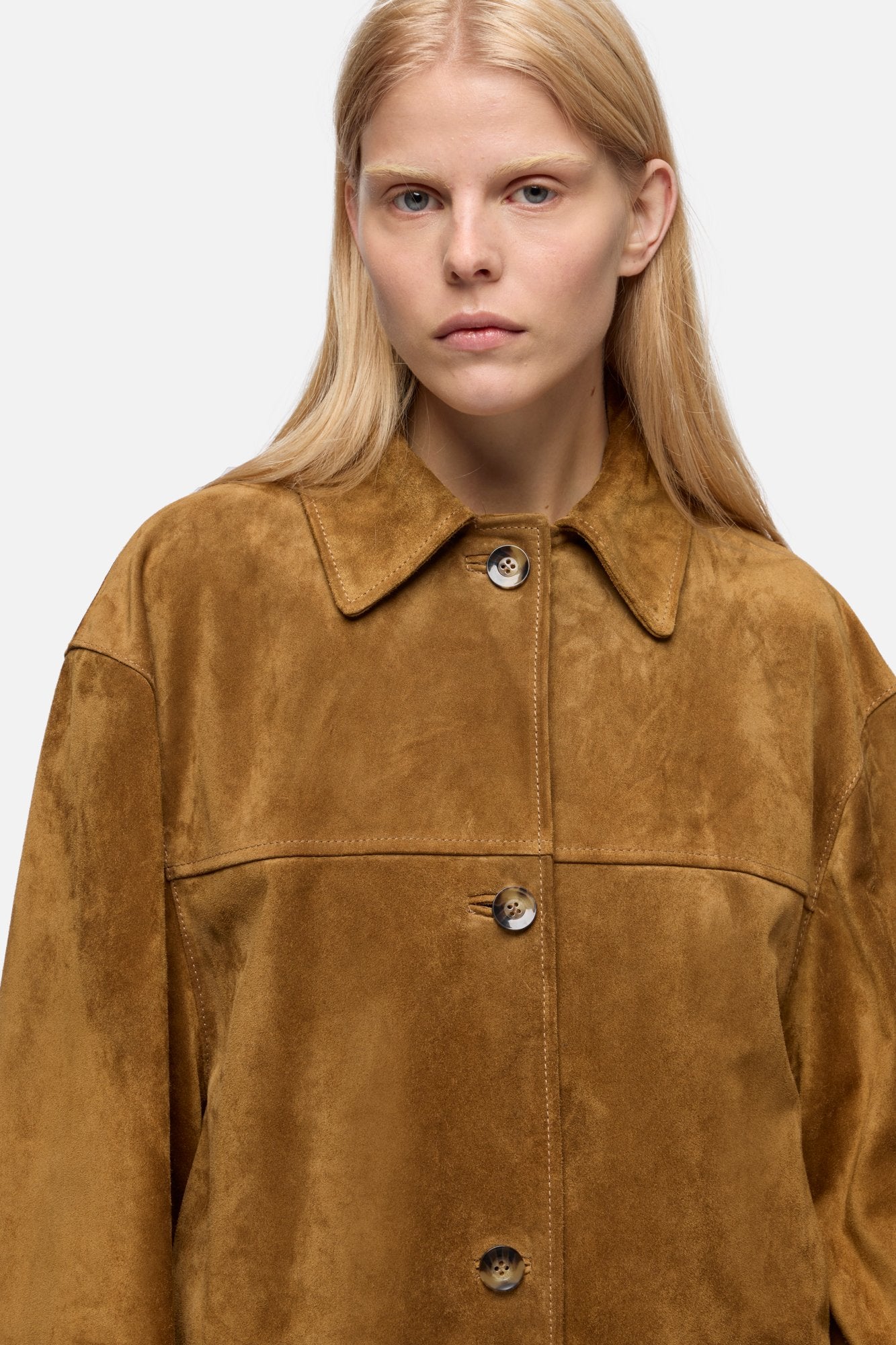 Long Jacket in Suede Tobacco | 7 For All Mankind