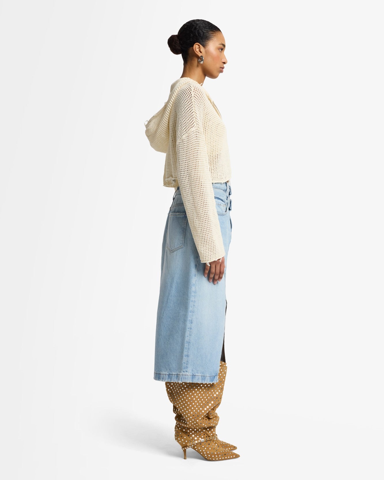 Double Waist Skirt in Bleach | 7 For All Mankind