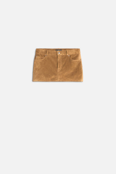 Suede Mini Skirt in Tobacco
