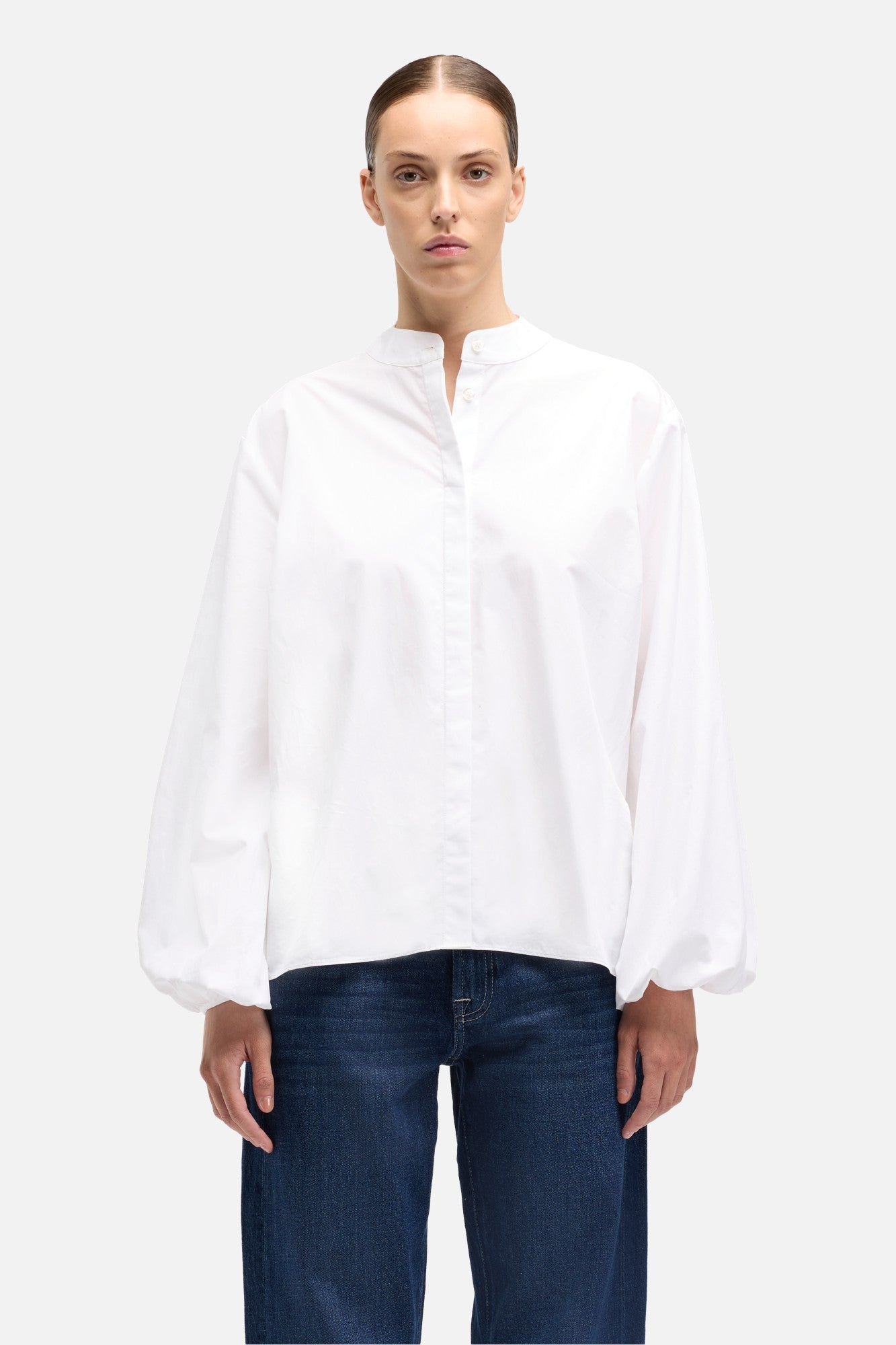 Poplin Balloon Sleeve Shirt in White | 7 For All Mankind