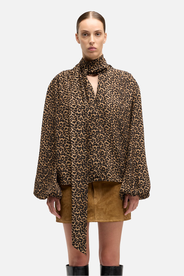 Silk Bow Shirt in Leo